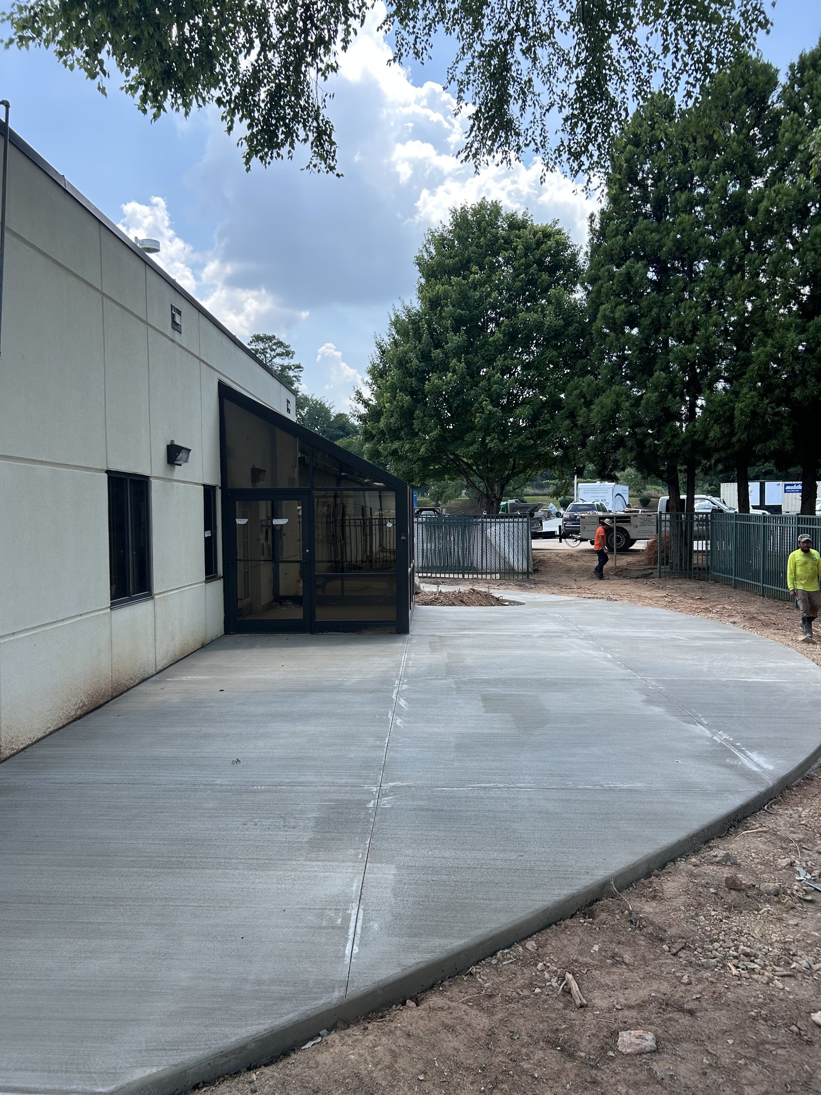 Newly poured broom finish concrete patio in Spartanburg SC